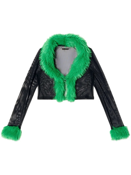  Heron Preston Faux-fur Mesh Cardigan - Black 
