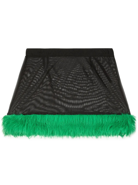  Heron Preston Faux-fur Straight Skirt - Black 