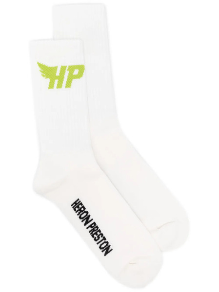  Heron Preston Hp Fly Logo-intarsia Socks - White 