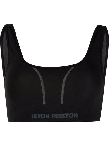  Heron Preston Logo-intarsia Crop Top - Black 