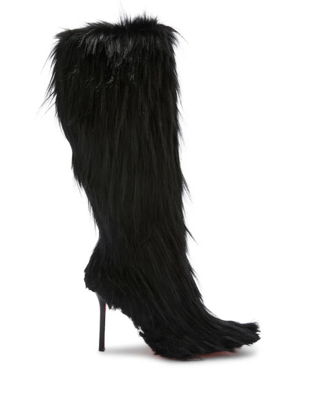  Heron Preston 100mm Faux-fur Stiletto Boots - Black 