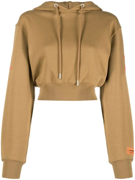  Heron Preston Slogan-print Cropped Hoodie - Brown 