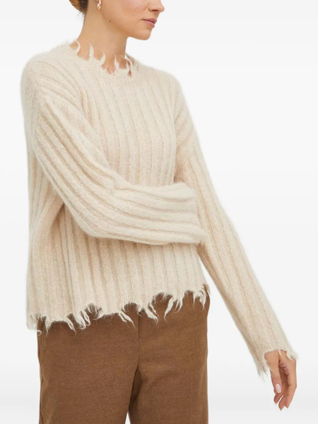  Herskind Ribbed-frayed Sweater - Neutrals 