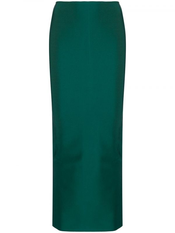  Herve L. Leroux High-waisted Fitted Maxi Skirt - Green 