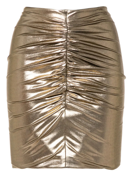  Herve L. Leroux Ruched Mini Skirt - Gold 
