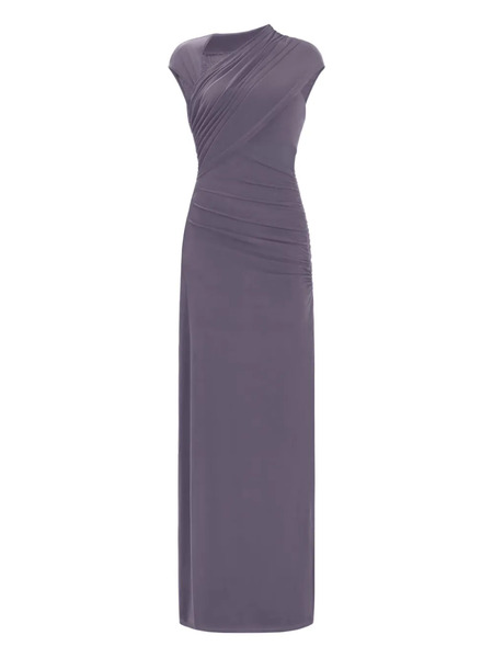  Hervé Léger Asymmetric Ruched Maxi Dress - Grey 