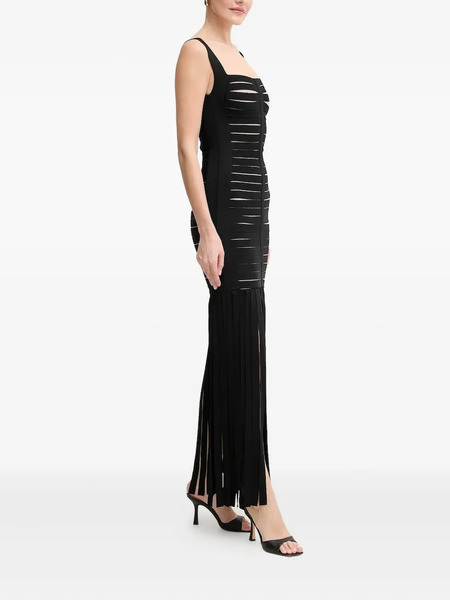  Hervé Léger Bandage Fringed Dress - Black 