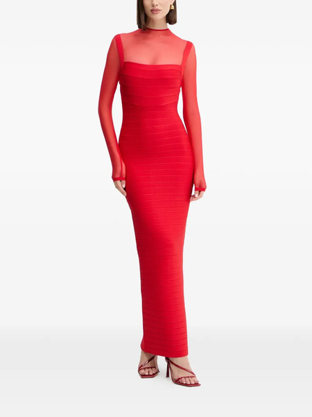  Hervé Léger Ella Long-sleeve Maxi Dress - Red 