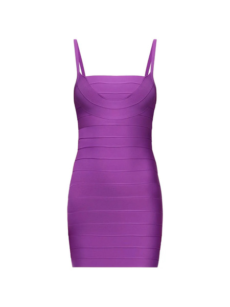  Herve Leger Ribbed Strap Dress - Purple 