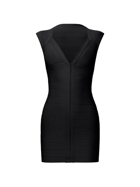  Herve Leger Zip Sleeveless Dress - Black 