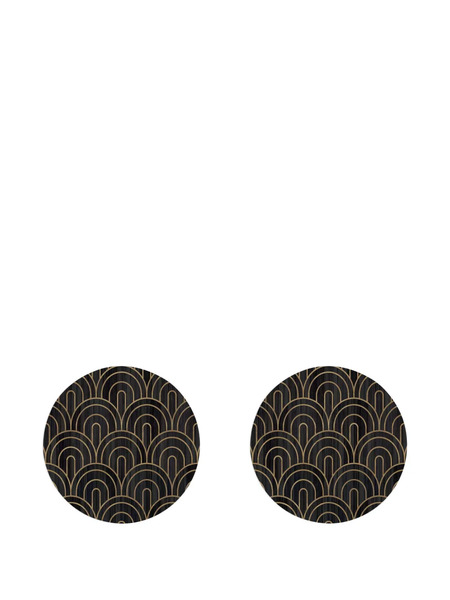  Hestialiving Deco Pattern Round Tablemats (set Of Two) - Black 