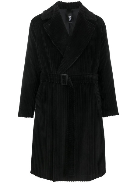  Hevo Belted Ribbed Coat - Black 