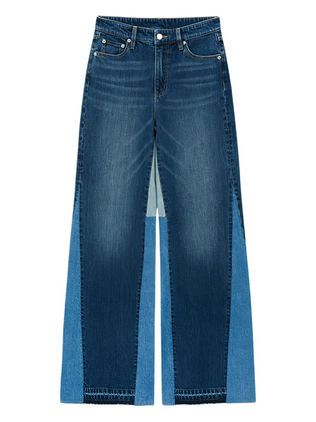  Hey Joanie Shadow Split Frayed Wideleg Jeans - Blue 
