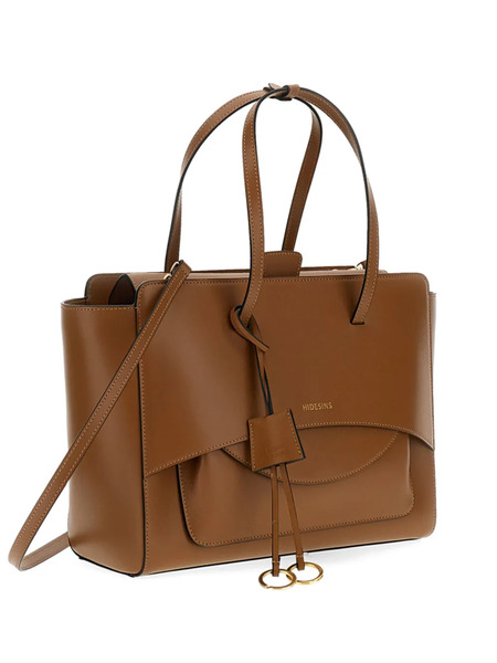  Hidesins Flap Leather Tote Bag - Brown 