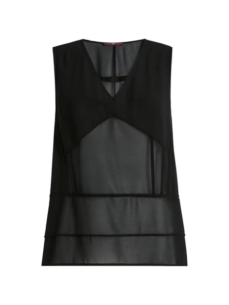  High Flimsy V-neck Layered Sleeveless Blouse - Black 