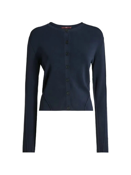  High Guipure Panelling Cardigan - Blue 