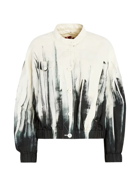  High Jack-coat Buttoned Graphic Bomber Jacket - White 