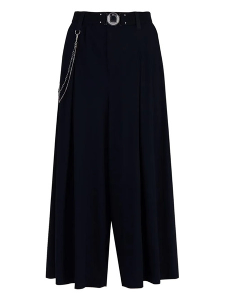  High Pleated Chain-detail Trousers - Black 