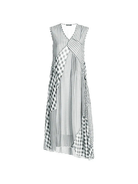  High Portal V-neck Gingham-pattern Midi Dress - Black 