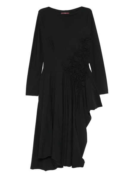  High Ruched-detail Asymmetric Dress - Black 