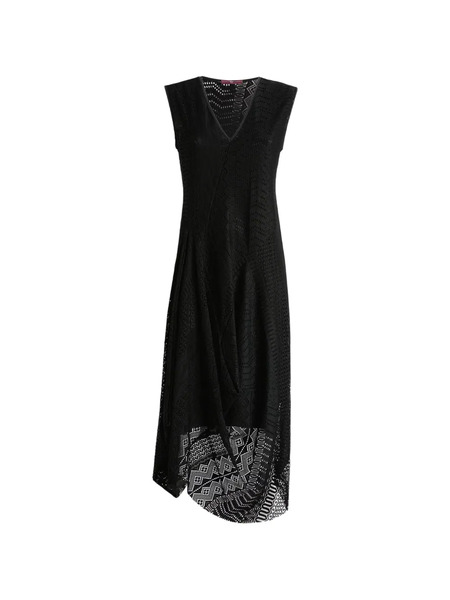  High Shot V-neck Sleeveless Midi Dress - Black 