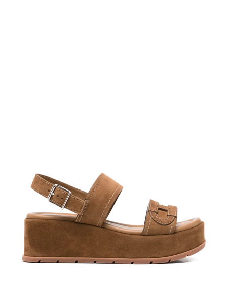  Hogan Buckle Strap Sandals - Brown 