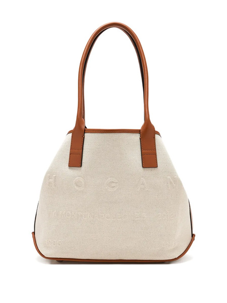  Hogan Embossed-logo Canvas Tote Bag - Neutrals 