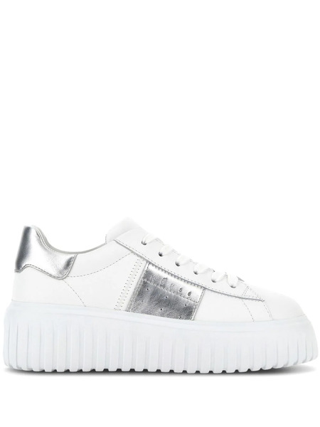  Hogan H-stripes Lace-up Leather Sneakers - White 