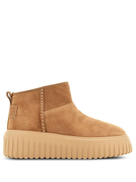  Hogan Logo-patch Suede Boots - Brown 