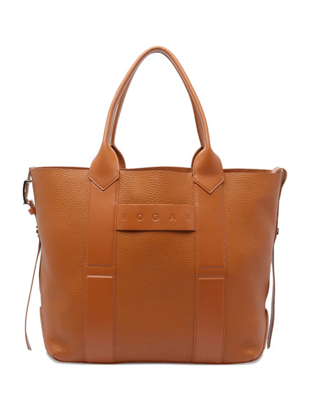  Hogan Medium Script-detail Leather Tote Bag - Brown 