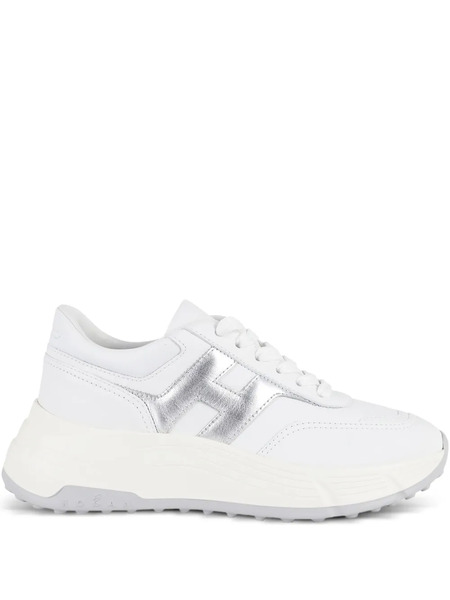  Hogan Metallic-logo Leather Sneakers - White 
