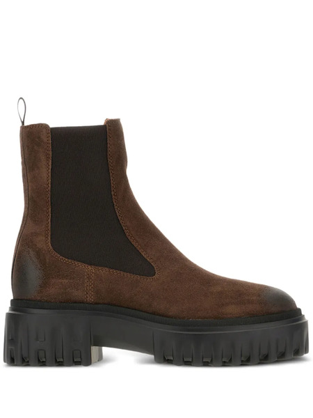  Hogan 50mm Elastic-panel Leather Boots - Brown 