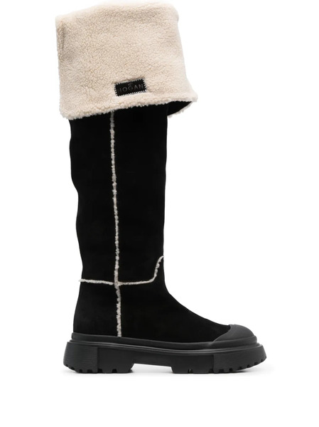  Hogan Shearling-detail Knee-high Boots - Black 