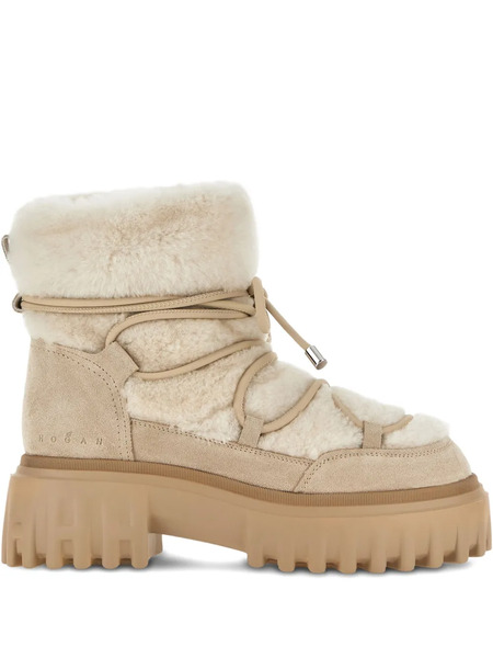  Hogan Shearling-trim Ankle Boots - Neutrals 