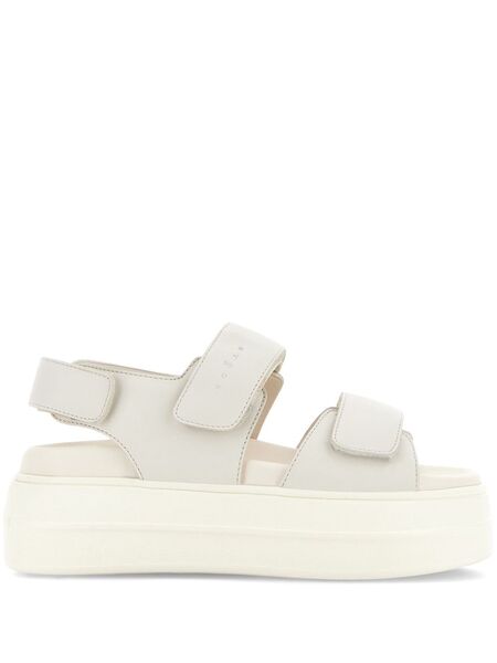  Hogan Straped Leather Sandals - Neutrals 