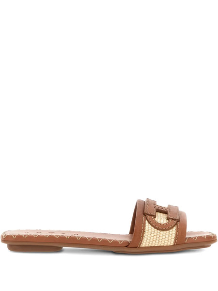  Hogan Woven Logo-detail Flat Sandals - Brown 