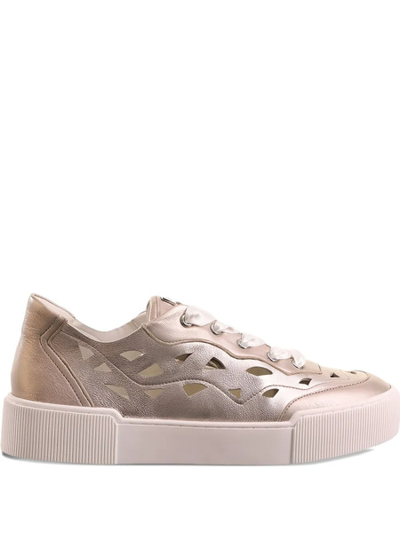  Hogl Anouk Cut-out Metallic Lace-up Sneakers - Gold 