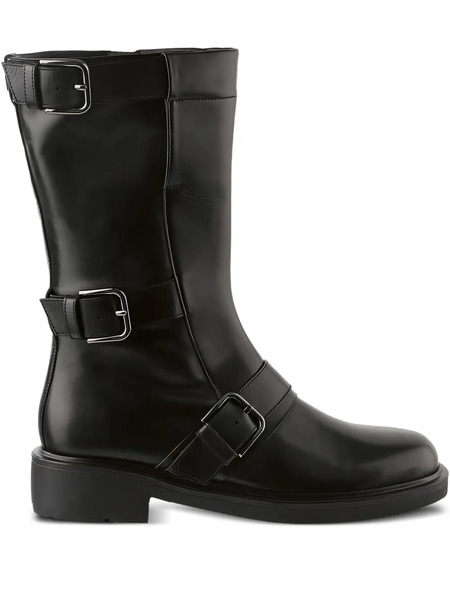  Hogl Billie Buckle-embellished Leather Biker Boots - Black 
