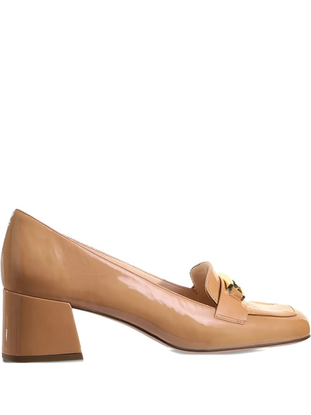  Hogl 40mm Helen Patent-leather Block-heel Loafers - Brown 