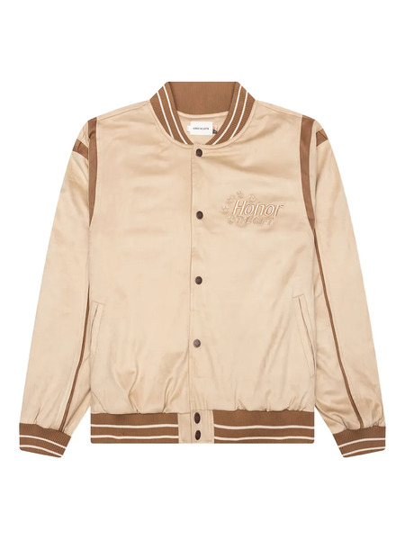  Honor The Gift Oil Head Embroidered Bomber Jacket - Brown 