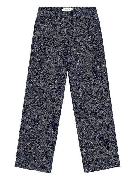  Honor The Gift Patterned-jacquard Wide-leg Trousers - Blue 