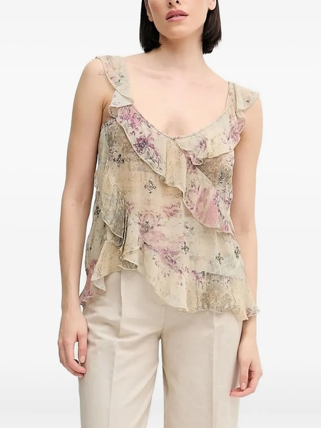  Hoss Intropia Bead-embellished Ruffled Blouse - Green 
