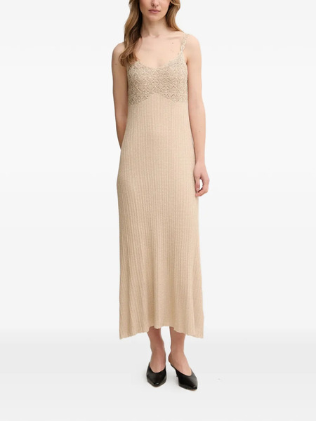  Hoss Intropia Embellished Strap Midi Dress - Neutrals 