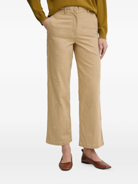  Hoss Intropia Floral-embroidered Trousers - Neutrals 