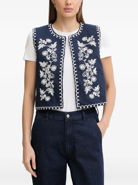  Hoss Intropia Floral-embroidered Waistcoat - Blue 