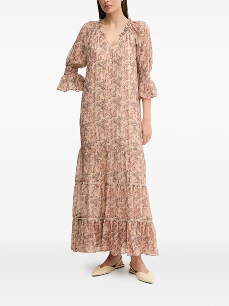  Hoss Intropia Ruffled Paisley Tiered Maxi Dress - Neutrals 