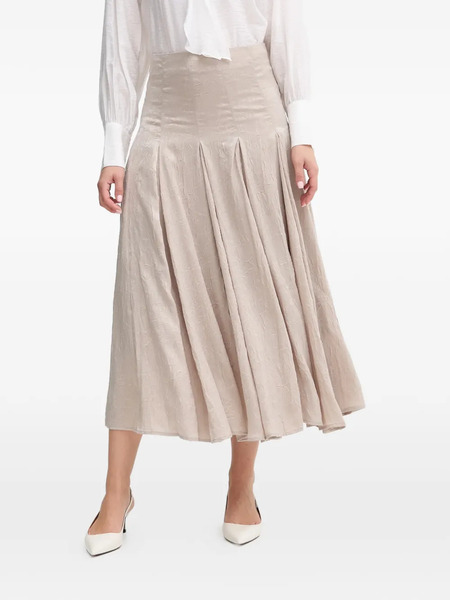  Hoss Intropia Textured Pleated Midi Skirt - Neutrals 