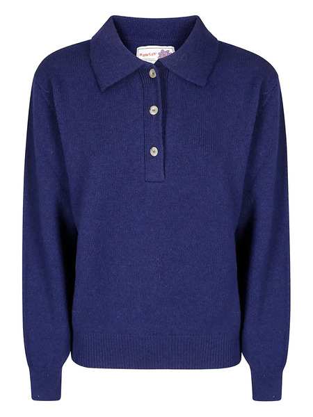  Howlin' Poems Of Comfort Buttoned Collar Polo Top - Blue 