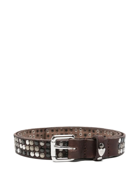  Htc Los Angeles Studded Leather Belt - Brown 