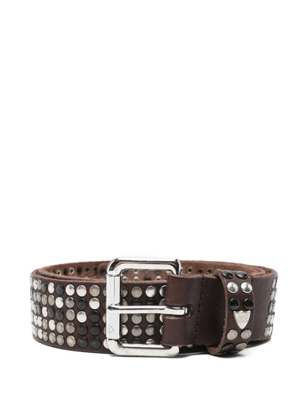 Htc Los Angeles Studded Leather Belt - Brown 